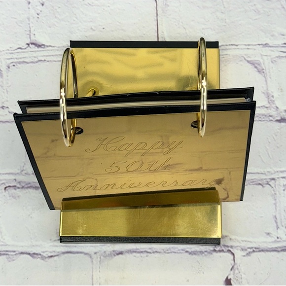 Vintage ‘HAPPY 50th ANNIVERSARY’ Golden Brass-Plated Photo Album Memoir Gift - Picture 11 of 13